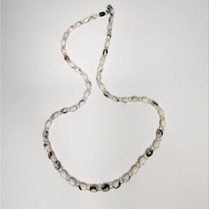 Ann Taylor LOFT White Swirl And Clear Beads Necklace, 38"
